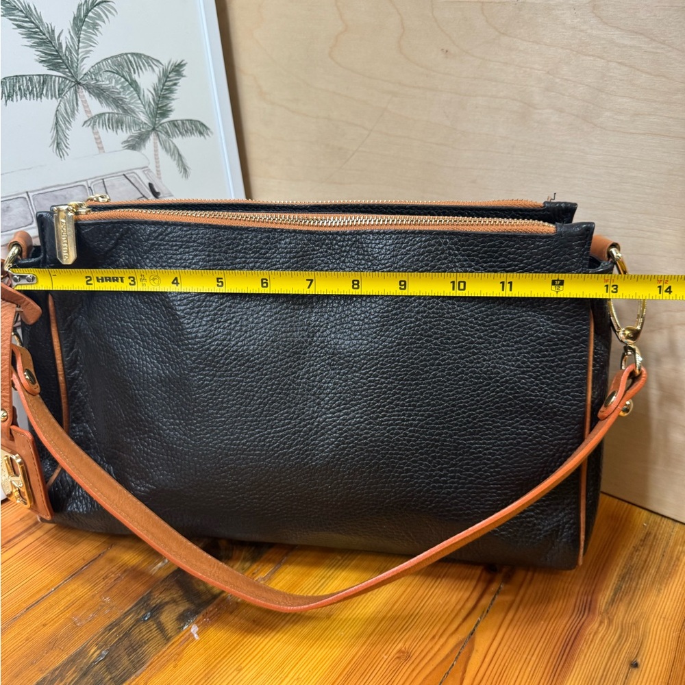 Valentina made Italy Black Shoulder Bag with Tan Strap - Picture 12 of 12